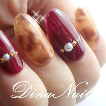 Amazon | DINAネイル ジェルネイルボルドーべっ甲 フラット